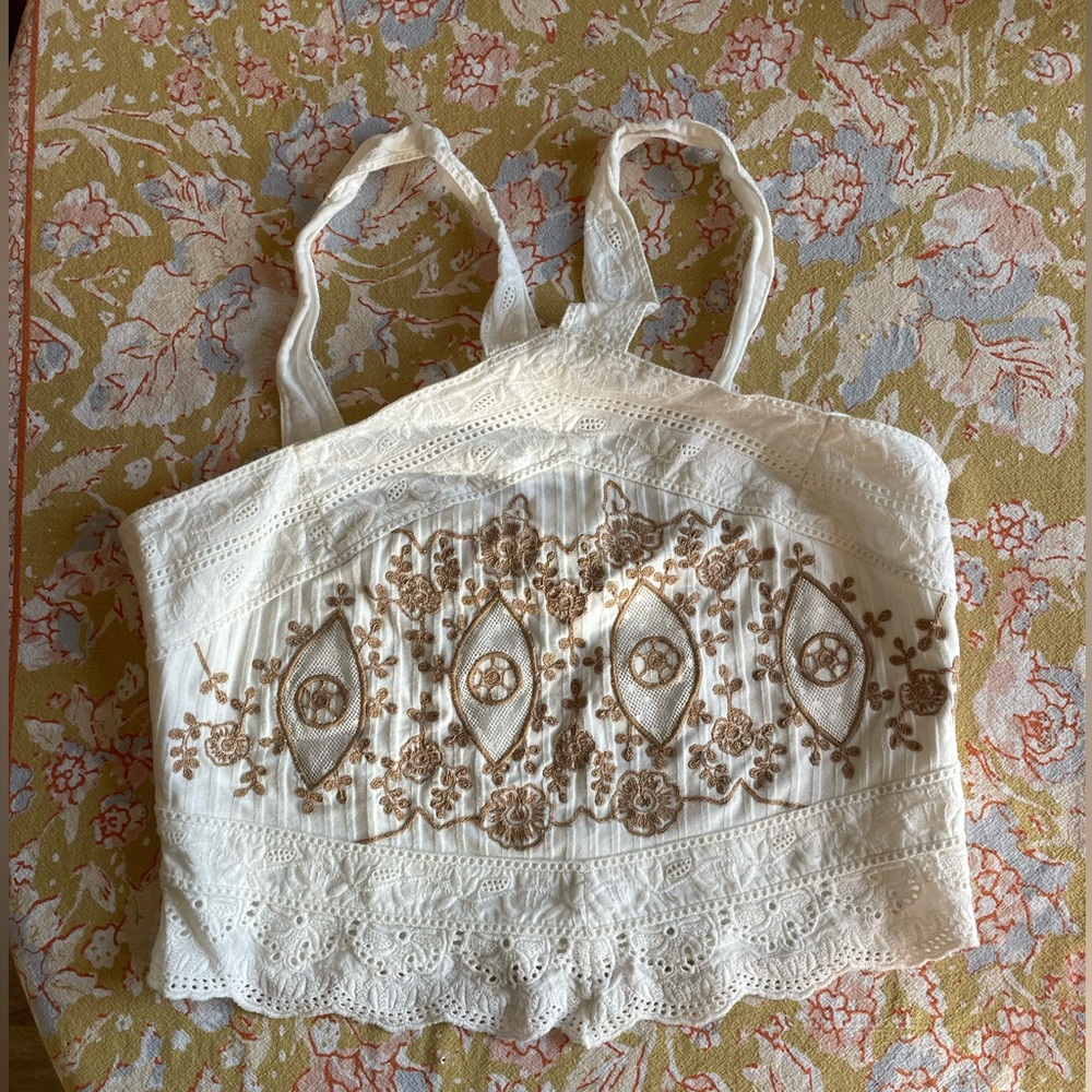 Anthropologie embroider halter top